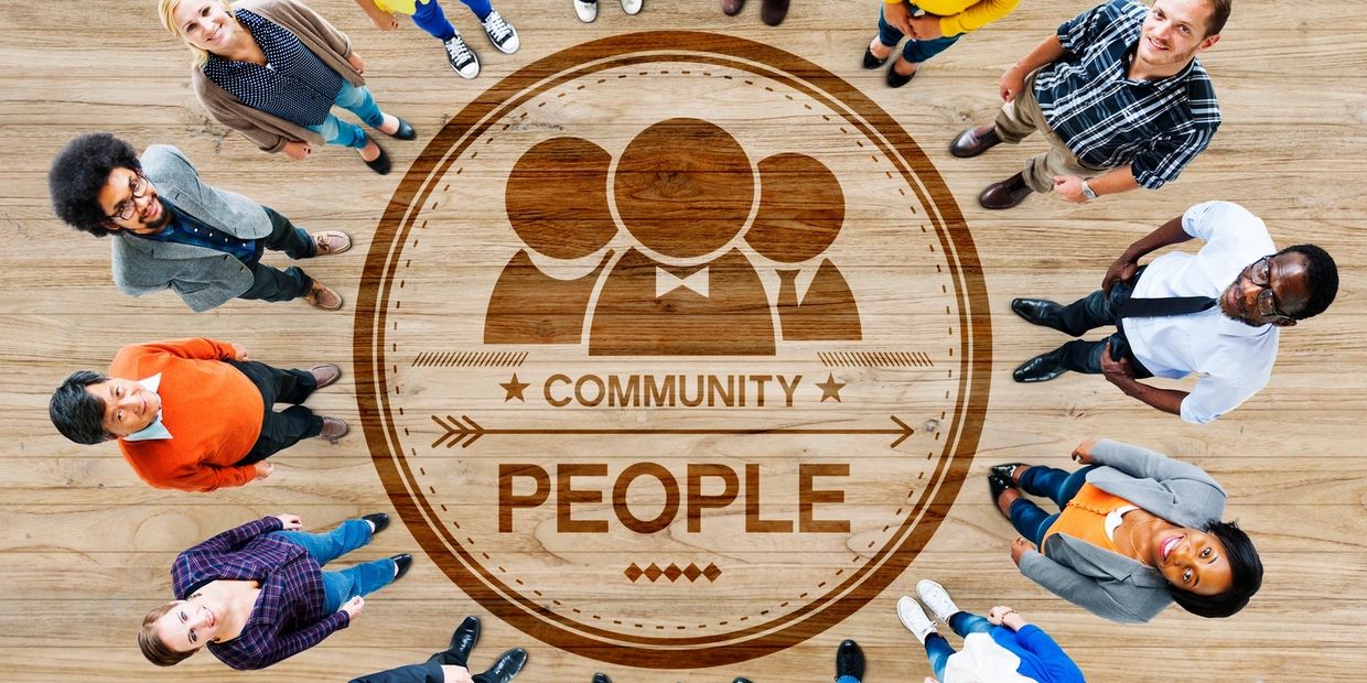 A diverse community gathered together